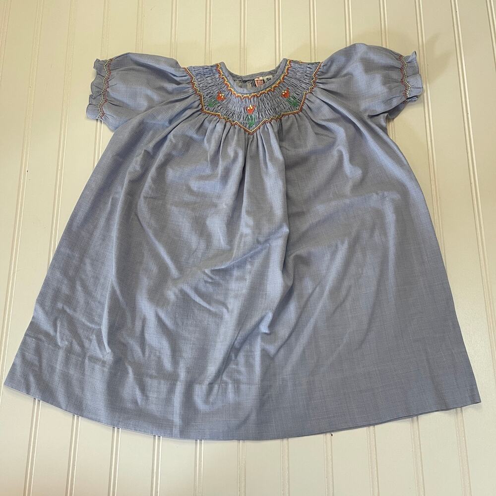 Girls' Light Blue Smocked Casual Dress